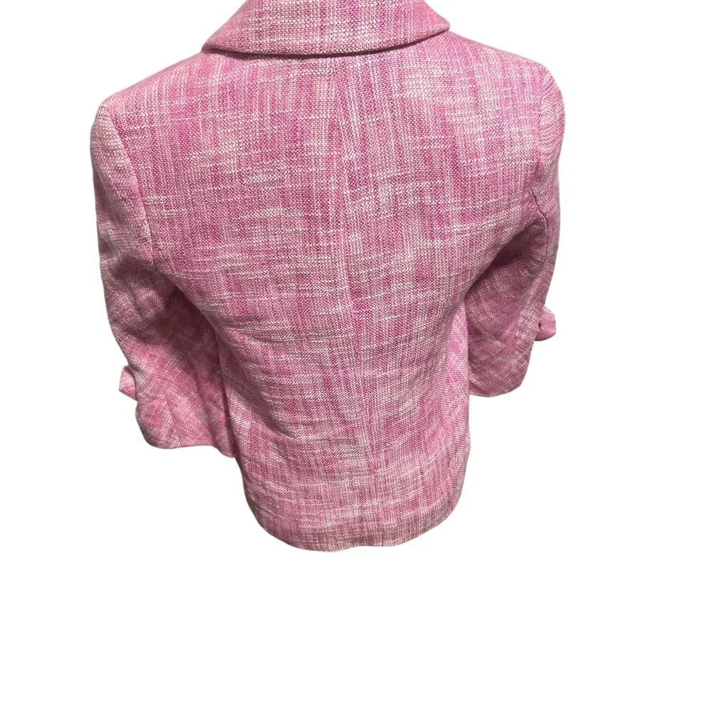 J.Crew Waverly Pink Tweed Jacket Blazer Sz 2 Cropped Romantic Preppy - Picture 5 of 8